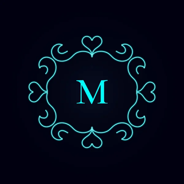 Kalligraphie Monogramm florales Design, Vintage-Muster Logo Buchstaben m — Stockvektor