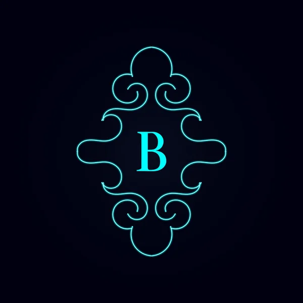Caligrafía monograma diseño floral, estampado vintage logotipo letras b — Vector de stock