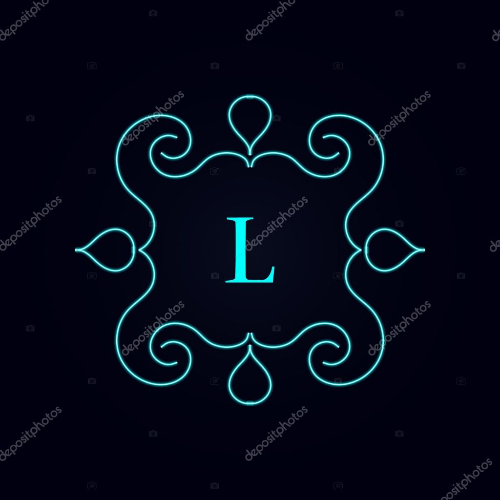 Calligraphy monogram floral design, vintage pattern logo letters l. EPS10