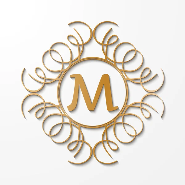 Kalligraphie-Monogramm, Logo mit Vintage-Muster — Stockvektor