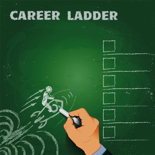 Career ladder chalk on a blackboard business concept — Stock Vector