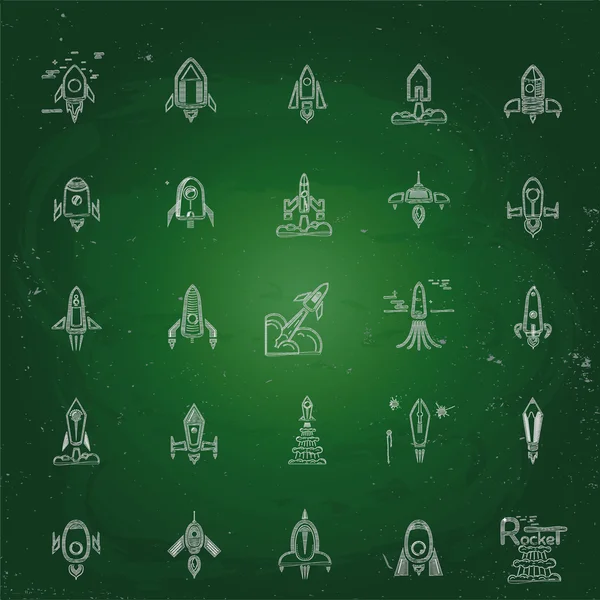 Raketensymbole, Skizzen, Kritzeleien — Stockvektor