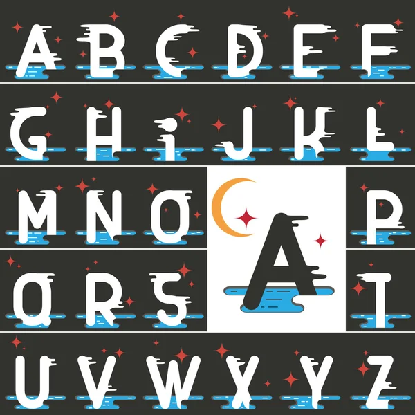 Vektor-lateinisches Alphabet aus flachem Cartoon-Stil — Stockvektor