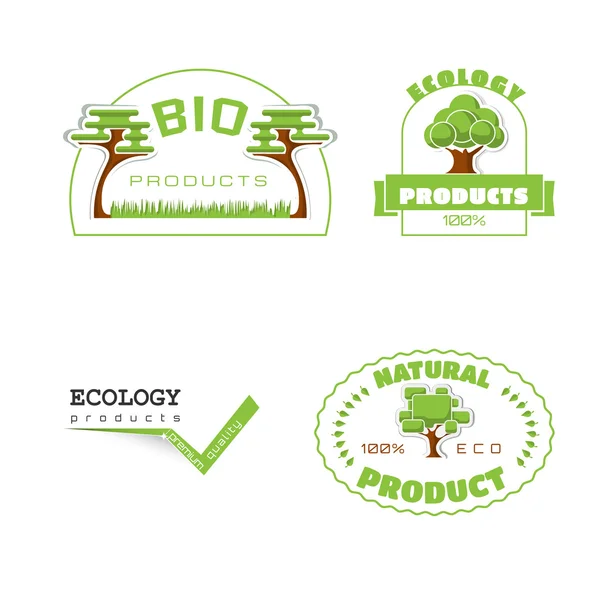 Ecology 100 percent natural stickers logos — Stock Vector