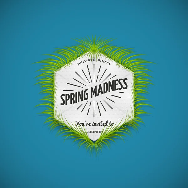 Festival spring madness realistic badge — Stock Vector
