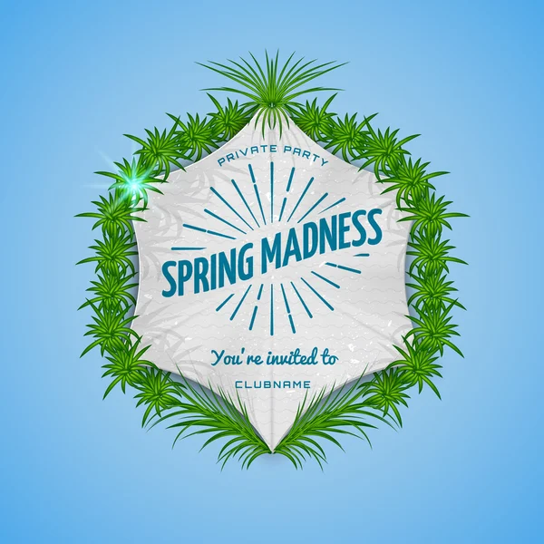 Festival spring madness realistic badge — Stock Vector