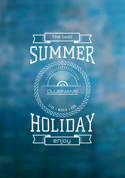 Etiqueta de férias de verão logotipo no fundo desfocado fundo cachoeira —  Vetores de Stock