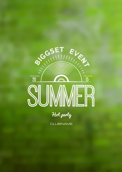 Bigset událost v létě logo štítek na rozmazané zelené pozadí — Stockový vektor