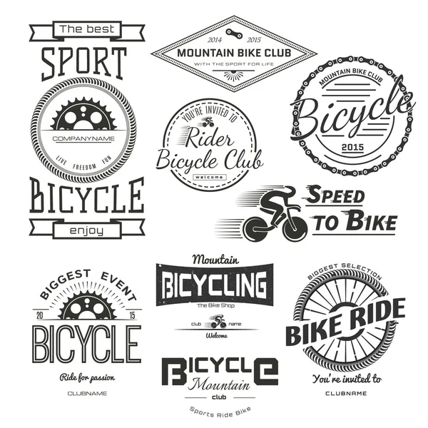 Insignias de bicicleta logotipos y etiquetas para cualquier uso . — Vector de stock