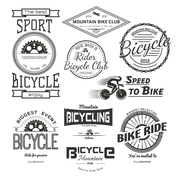 Odznaky loga a označí za použití jízdních kol. Royalty Free Stock Ilustrace