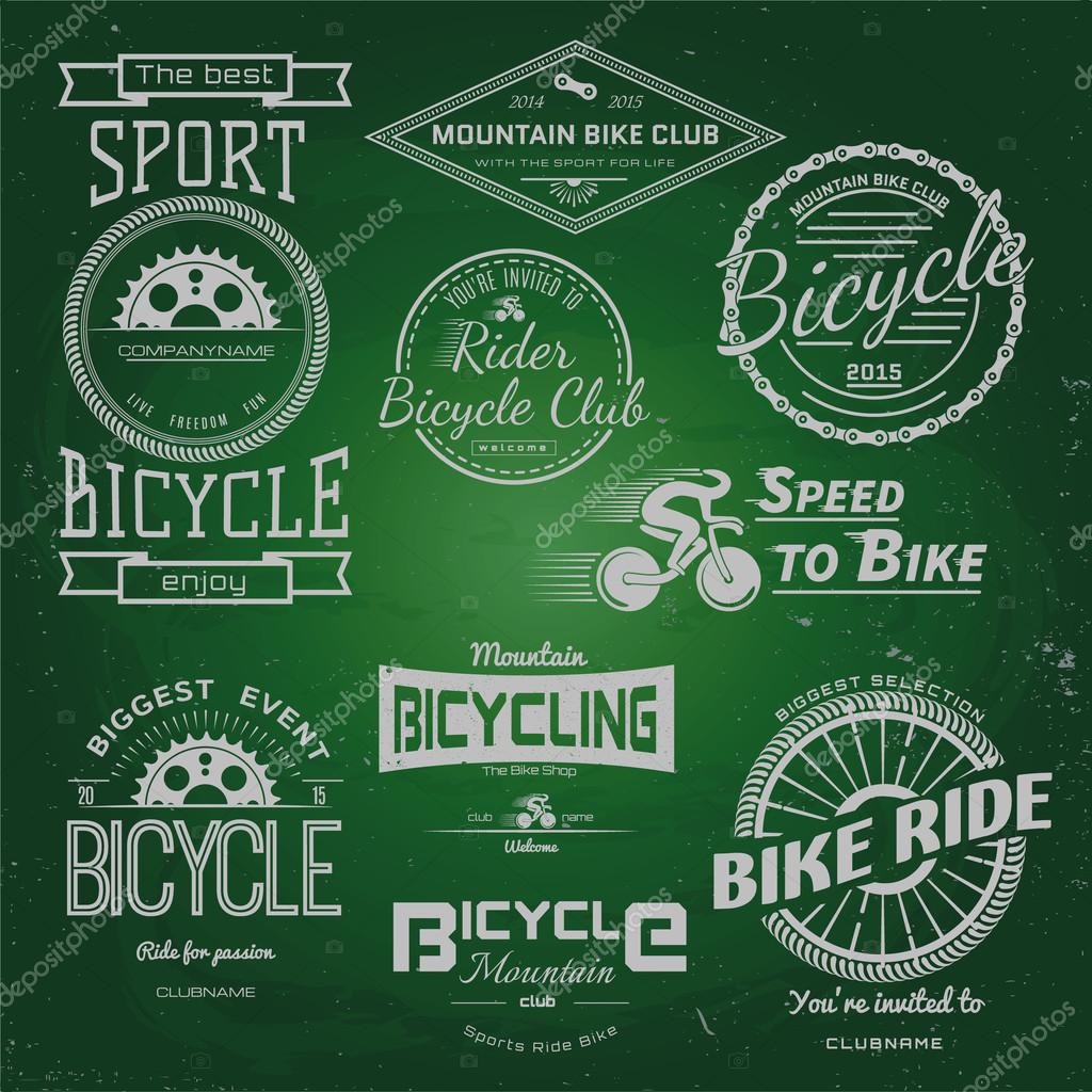 Bicycle badges logos and labels for any use, chalk on a blackboard