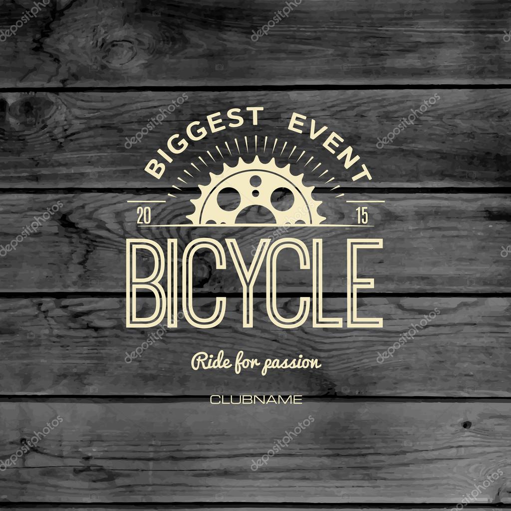 Bicycle badges logos and labels for any use, on wooden background texture