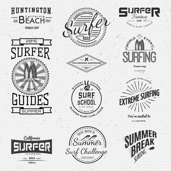 Surf badges logos and labels for any use — Stock Vector