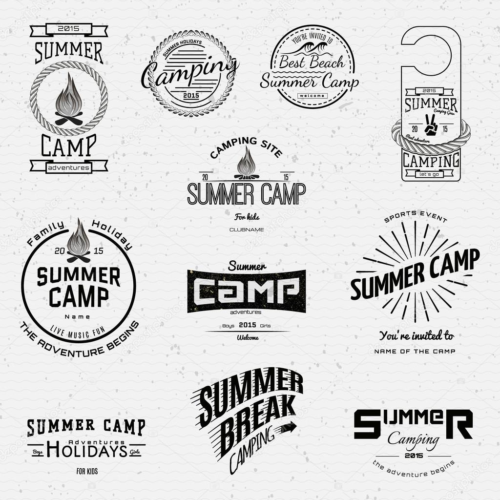 Summer camp badges logos and labels for any use