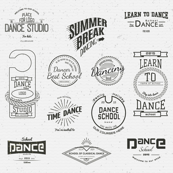 Logotipos y etiquetas de la Escuela de Danza para cualquier uso — Vector de stock