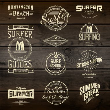 Sörf rozetleri logolar ve etiketleri herhangi bir kullanım için