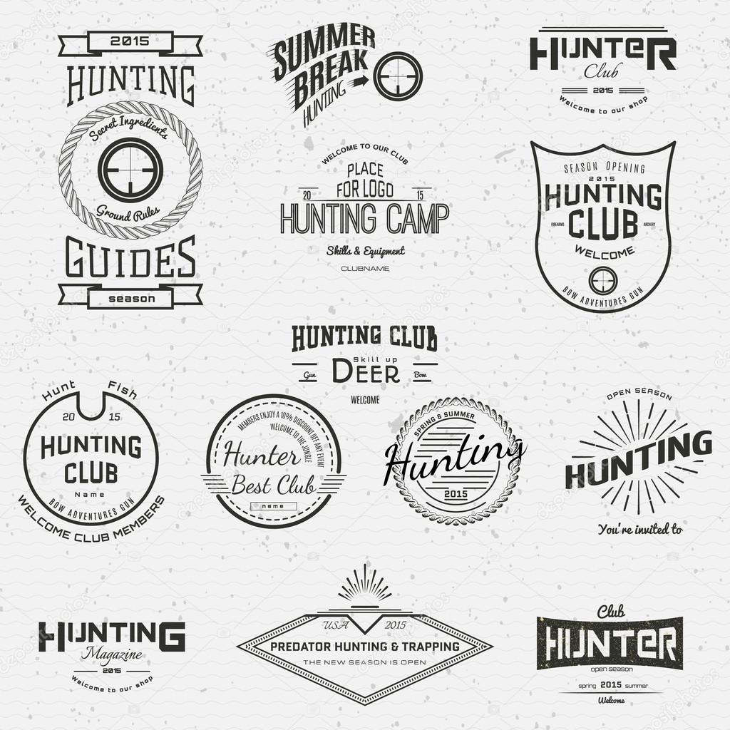 Hunting badges logos and labels for any use, on a white background