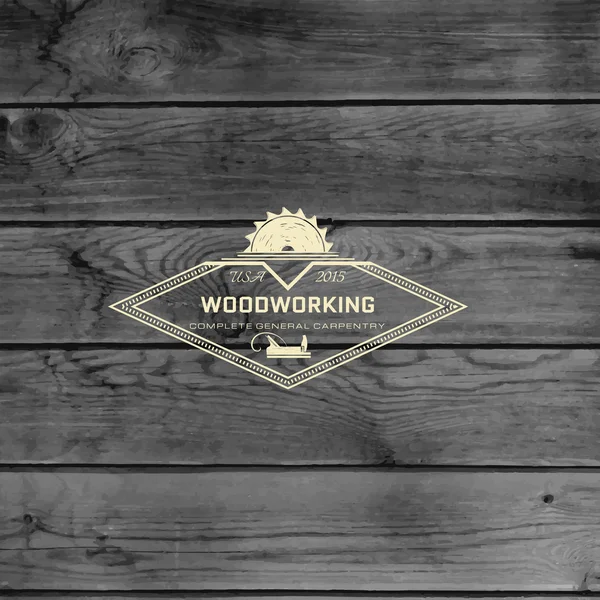 Houtbewerking badges logo's en labels — Stockvector