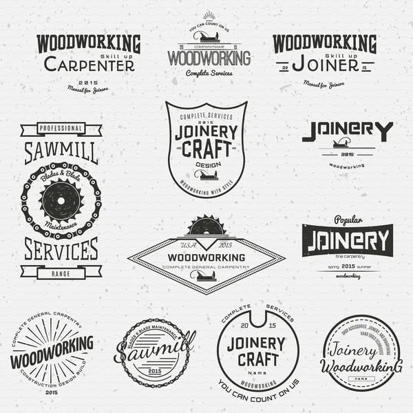 Woodworking badges logos and labels — Stock Vector