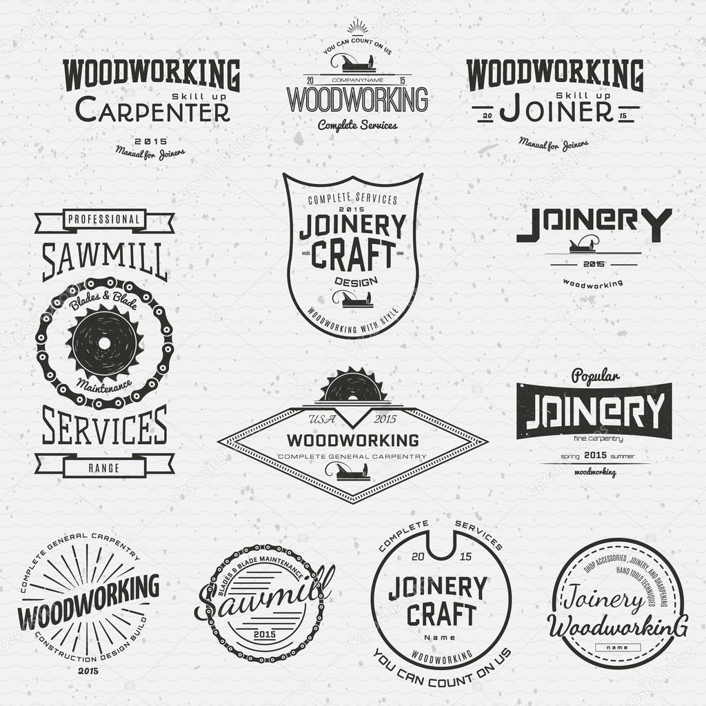 Woodworking badges logos and labels for any use, on a white background