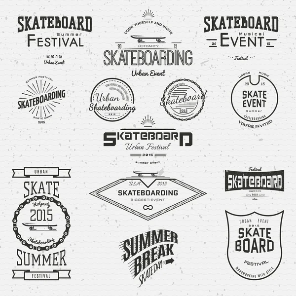 Skateboard odznaky loga a značky — Stockový vektor