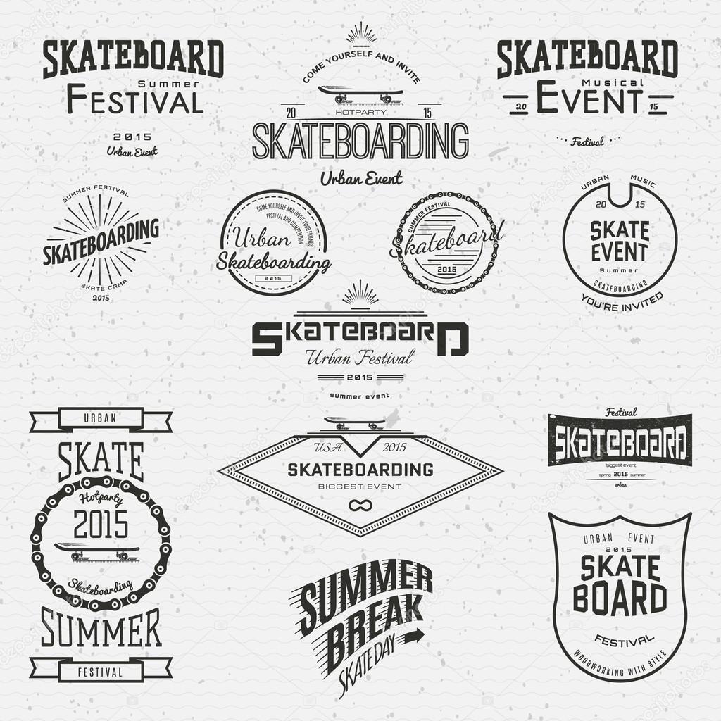 Skateboard badges logos and labels for any use, on a white background