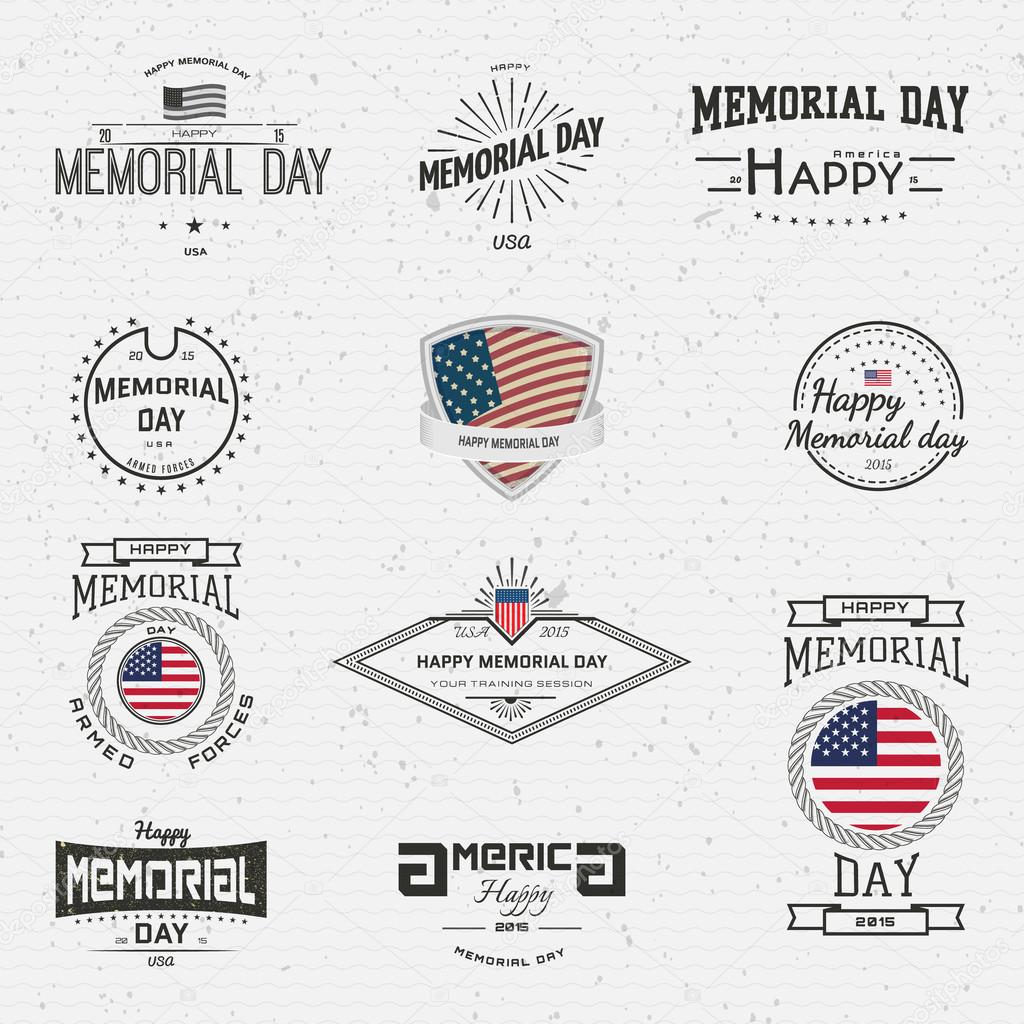 Memorial day, badges logos and labels for any use,  on a white background