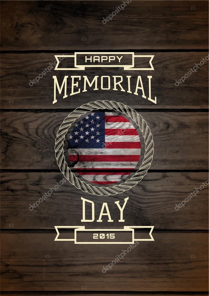Memorial day, badges logos and labels for any use,  on wooden background texture