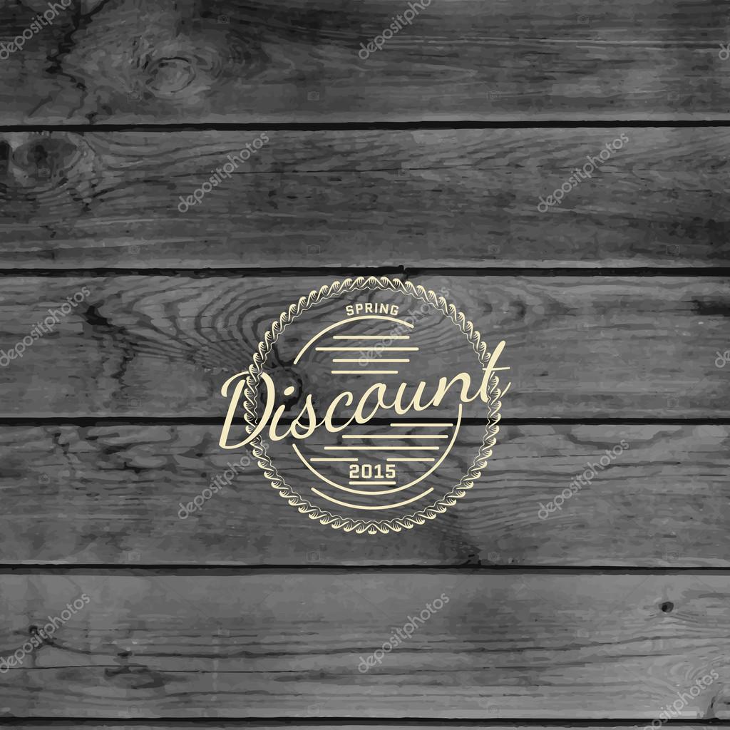 Spring sale badges logos and labels for any usem, on wooden background texture