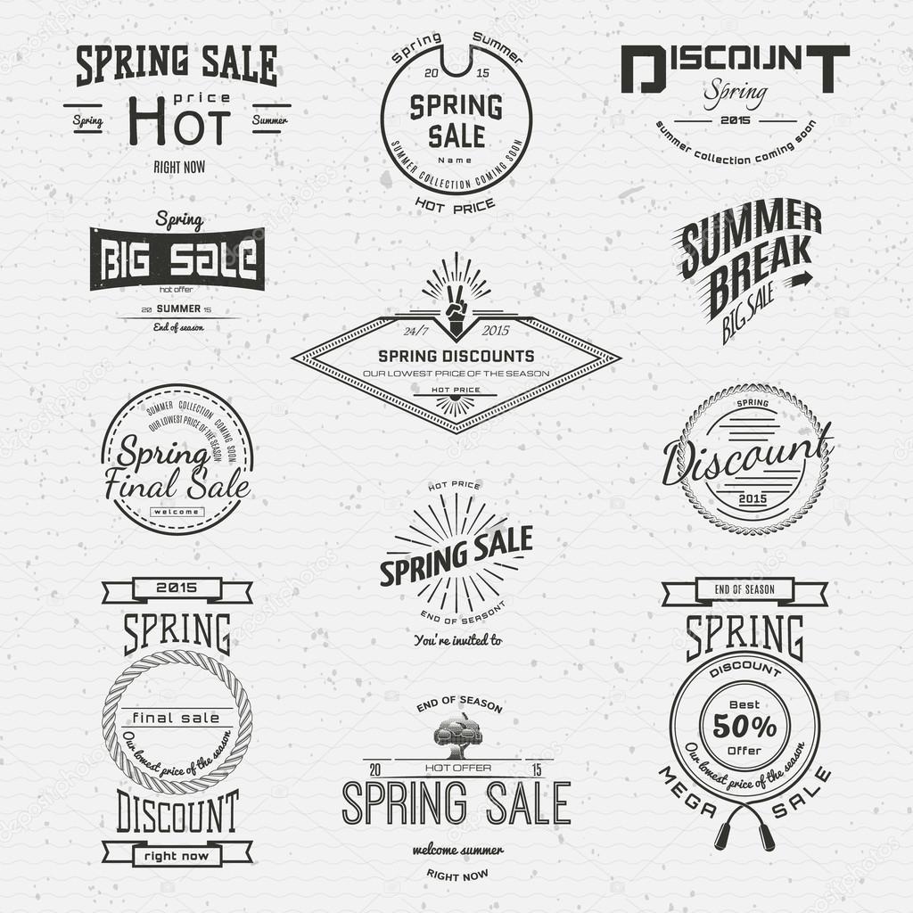 Spring sale badges logos and labels for any usem, on a white background