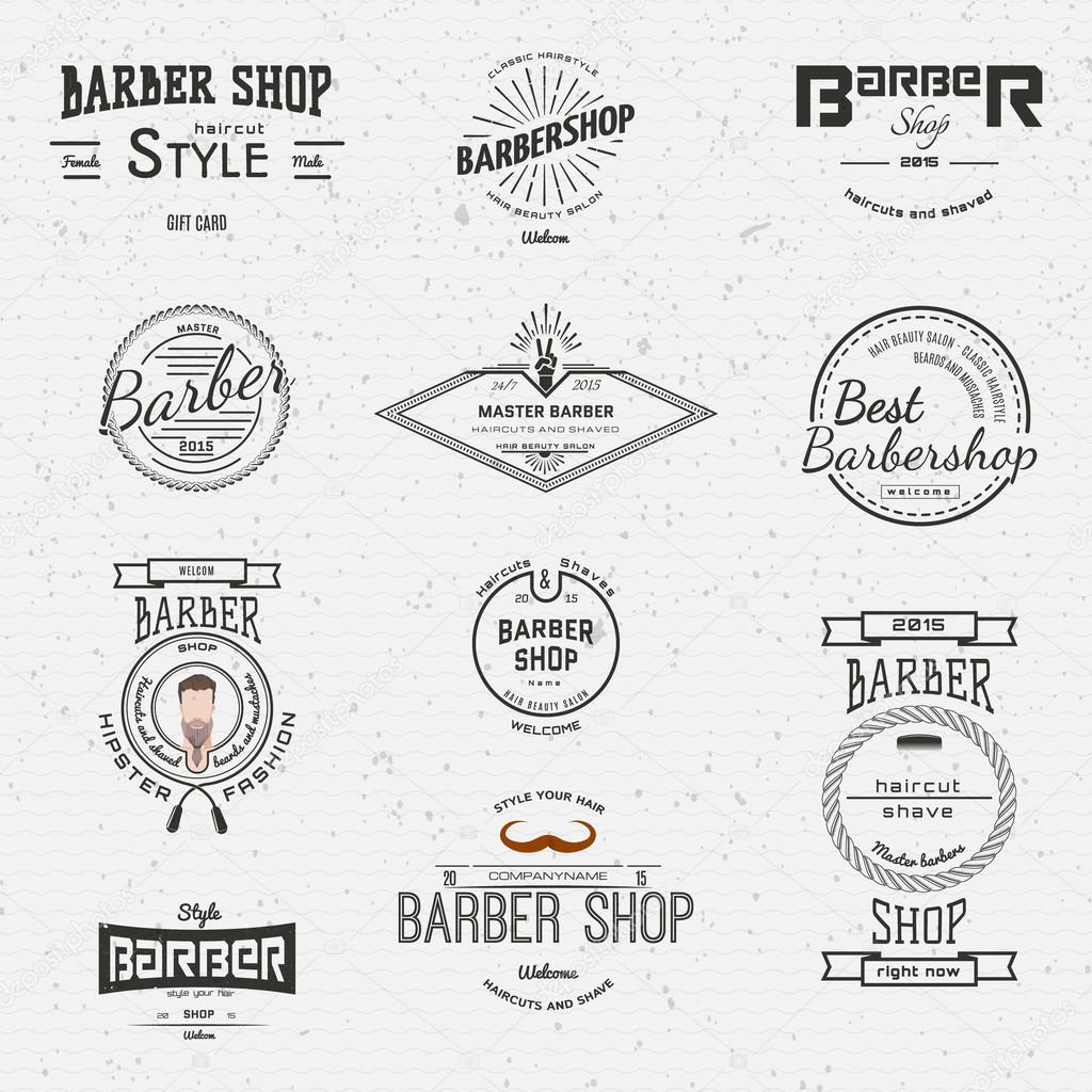 Barbershop badges logos and labels for any use,  on a white background