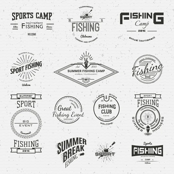 Insignias de pesca logotipos y etiquetas — Archivo Imágenes Vectoriales