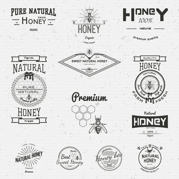 Honey badges logos and labels — Stock Vector