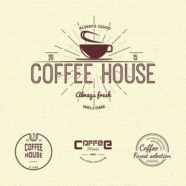 コーヒーのロゴのバッジ、ラベルを任意の使用 — ストックベクタ