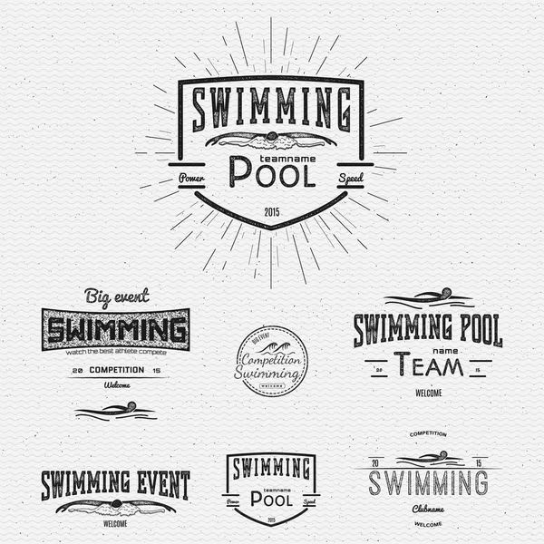 Swimming badges logos and labels for any use — Stock Vector