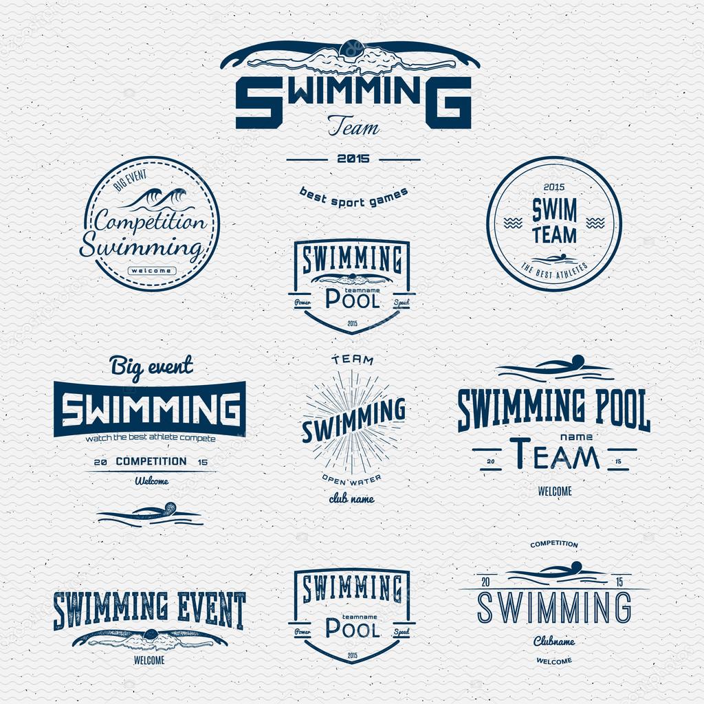 Swimming badges logos and labels for any use. on a white background