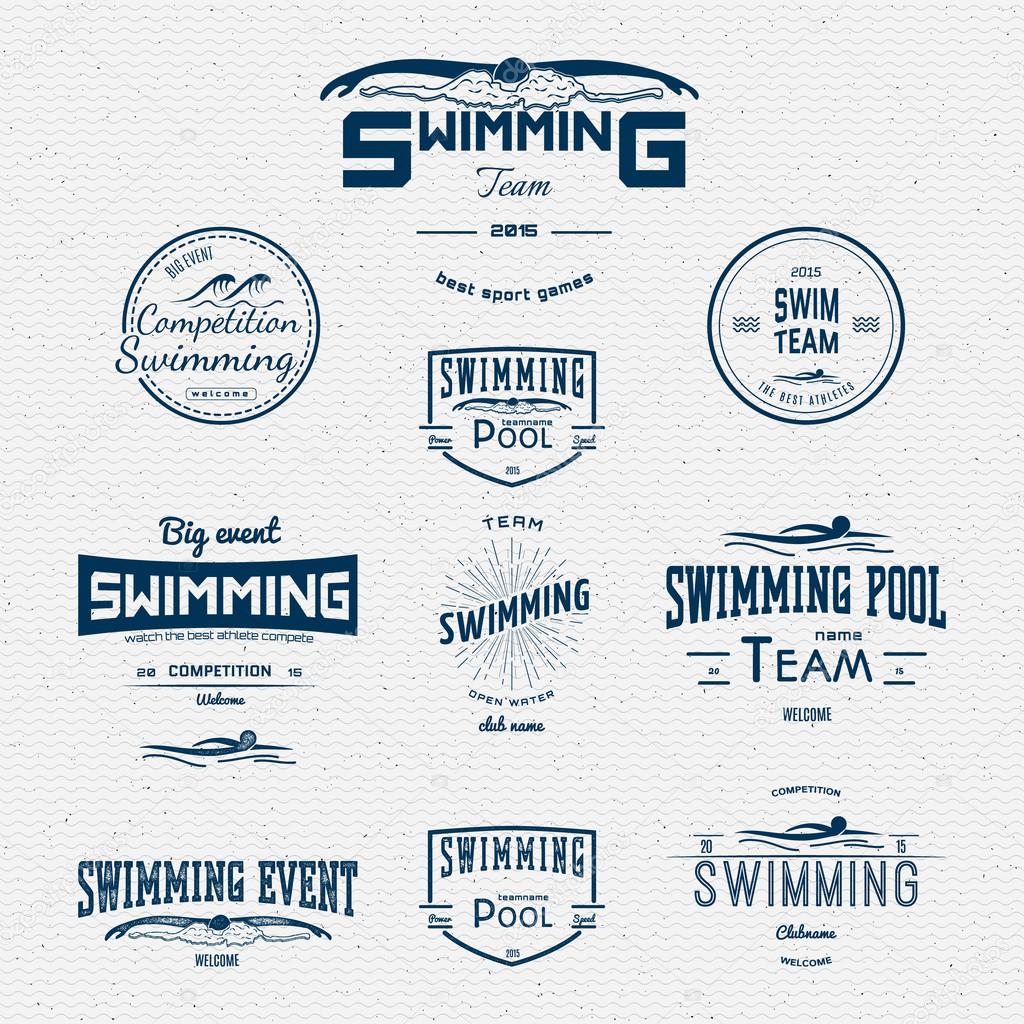 Swimming badges logos and labels for any use