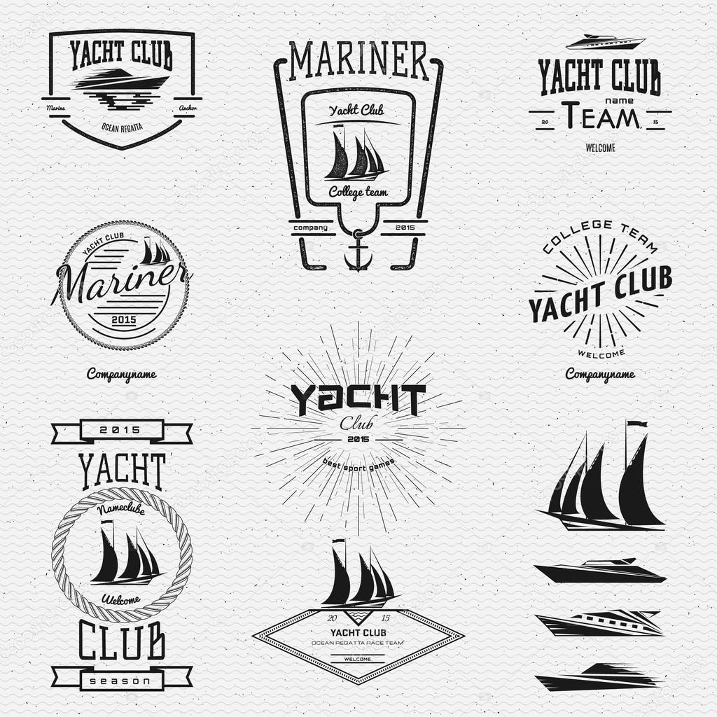 Yacht club badges logos and labels for any use, on a white background