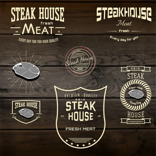 Logotipos y etiquetas de las insignias de Steak House para cualquier uso — Vector de stock