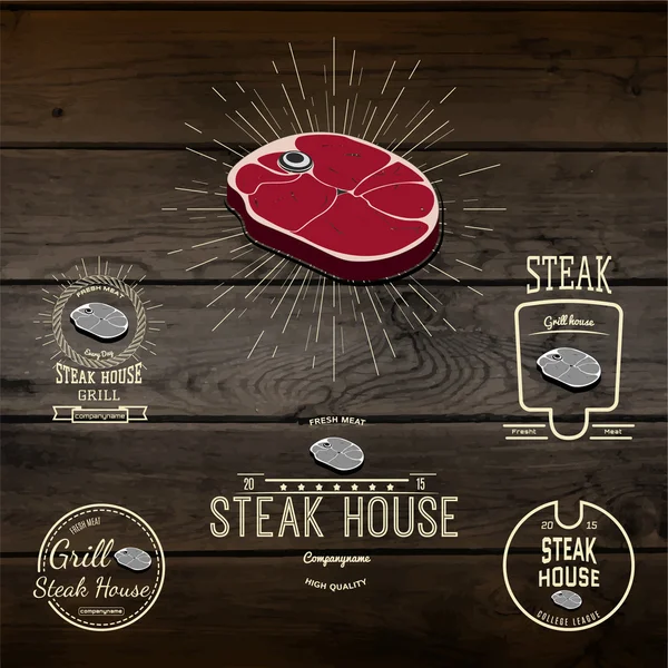 Steak house badges logos and labels for any use — Stok Vektör