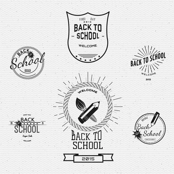 Zurück zu Schulabzeichen Logos und Etiketten für jede Verwendung — Stockvektor