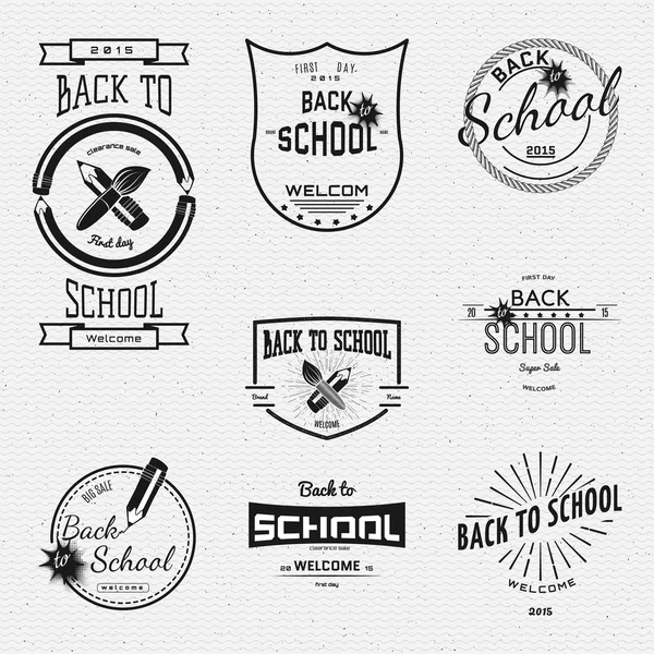 Zurück zu Schulabzeichen Logos und Etiketten für jede Verwendung — Stockvektor