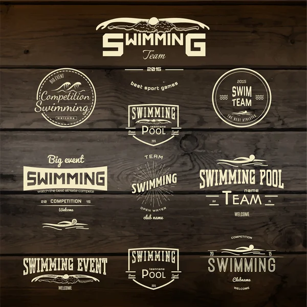 Swimming badges logos and labels for any use — Stock Photo, Image