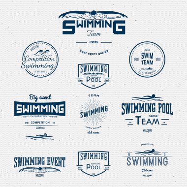 Yüzme logolar rozetleri ve herhangi bir kullanım için etiketleri
