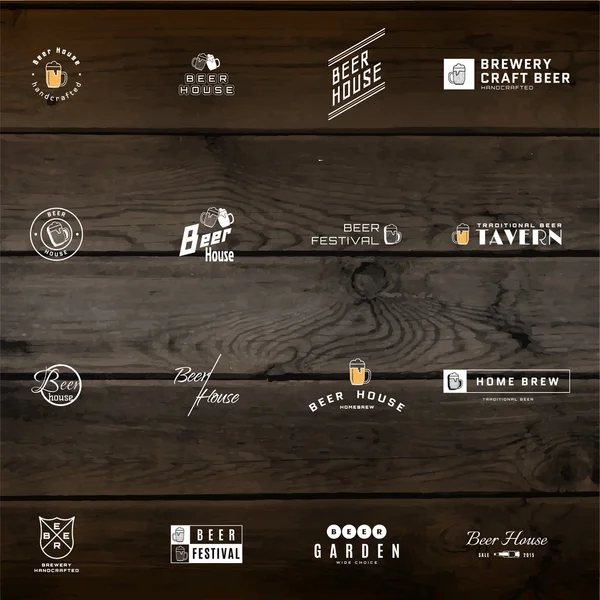 Insignias de cerveza logotipos y etiquetas para cualquier uso — Vector de stock