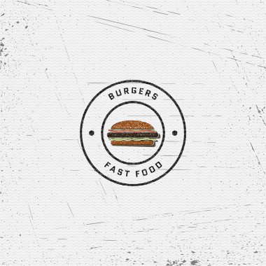 Fast food logolar rozetleri ve herhangi bir kullanım için etiketleri
