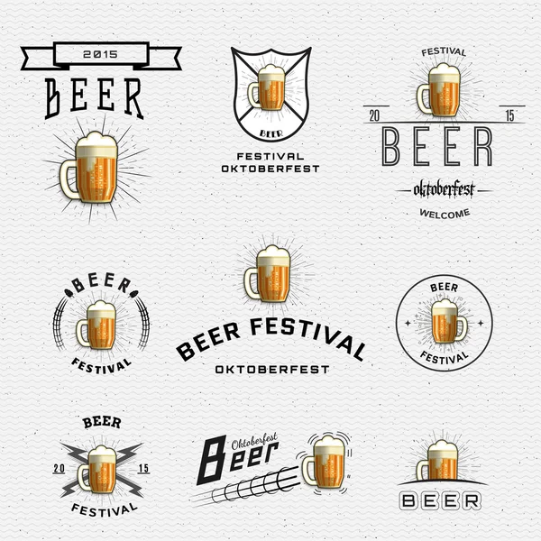 Insignias del festival de la cerveza logos y etiquetas para cualquier uso — Vector de stock