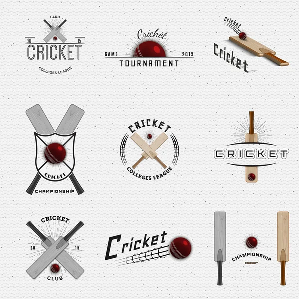 Cricket badges logos and labels for any use — 图库矢量图片