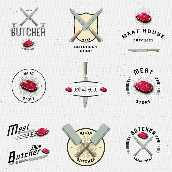 Fleischereiabzeichen Logos und Etiketten für jeden Gebrauch — Stockvektor