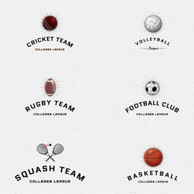 Kriket Sahası, voleybol, futbol, basketbol, squash, rugby rozetleri logo ve etiketleri herhangi bir kullanım için